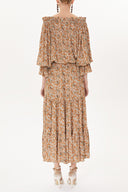 Devetüyü Düşük omuzlu fırfırlı elbise 93465