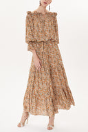 Devetüyü Düşük omuzlu fırfırlı elbise 93465