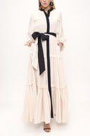 Bej Büzgülü bol kesim elbise 93467