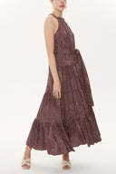 Mürdüm Askılı sıfır kol bol kesim elbise 93470