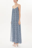 Mavi Desenli Askılı bol kesim elbise 93476