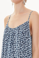 Mavi Desenli Askılı bol kesim elbise 93476