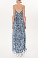 Mavi Desenli Askılı bol kesim elbise 93476