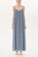 Mavi Desenli Askılı bol kesim elbise 93476