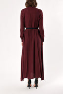 Bordo Düğme detaylı elbise 93486