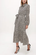 Siyah Büzgülü bol kesim elbise 93489