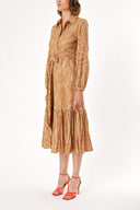 Kahve Büzgülü bol kesim elbise 93489