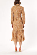 Kahve Büzgülü bol kesim elbise 93489