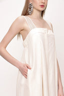 Ekru Askılı keten  tulum 93535