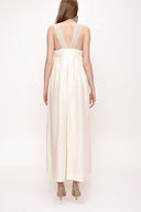 Ekru Askılı keten  tulum 93535