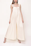 Ekru Askılı keten  tulum 93535