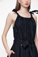 Siyah Kolsuz  bol kesim poplin elbise 93542