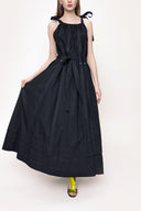 Siyah Kolsuz  bol kesim poplin elbise 93542