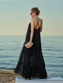 Siyah Askılı bol kesim dantel elbise 93555