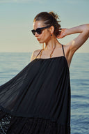 Siyah Askılı bol kesim dantel elbise 93555