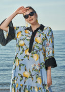 Desenli Büzgülü bol kesim elbise 93556