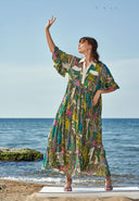 Desenli Şifon uzun elbise 93568