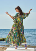 Desenli Şifon uzun elbise 93568