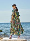 Desenli Şifon uzun elbise 93568