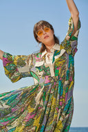 Desenli Şifon uzun elbise 93568