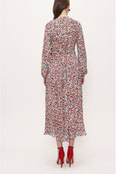 Ekru Kolları lastikli büzgülü elbise 93713