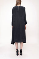 Ekru Siyah Kontrast detaylı midi elbise 93721