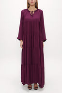 Bordo Bol kesim büzgülü uzun elbise 93742