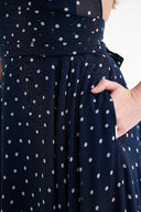 Lacivert Şifon askılı uzun elbise 93791