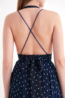 Lacivert Şifon askılı uzun elbise 93791