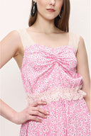 Pembe Askılı dantelli elbise 93799