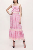Pembe Askılı dantelli elbise 93799
