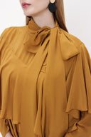 Hardal Asimetrik kesim uzun elbise 93802