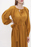 Hardal Dikiş detaylı uzun elbise 93825