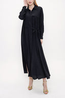 Siyah Dantel detaylı gömlek elbise 93826