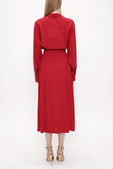 Bordo Kemerli bol kesim elbise 93827