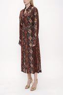 Desenli Kemerli bol kesim elbise 93827