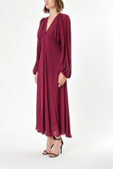 Bordo Büzgülü elbise 93847