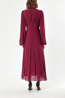 Bordo Büzgülü elbise 93847