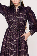 Mor Dantelli beli lastikli elbise 93907