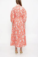 Desenli Balon kollu kemerli elbise 93918