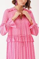 Pembe Valon detaylı bol kesim elbise 93936