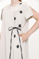 Açık Bej Bağcıklı elbise 93946