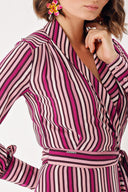 Çizgili Anvelop kapama uzun elbise 93975