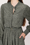 Haki Büzgülü midi elbise 93978