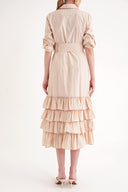 Bej Fırfırlı uzun gömlek elbise 93979