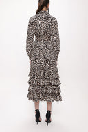 Leopar Fırfırlı uzun gömlek elbise 93979