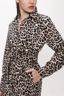 Leopar Fırfırlı uzun gömlek elbise 93979