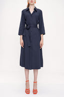 Lacivert Kemerli bol poplin elbise 93995