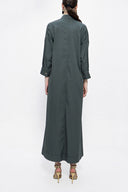Antrasit Bağcık detaylı bol kesim poplin elbise 94072