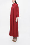 Bordo Bağcık detaylı bol kesim poplin elbise 94072